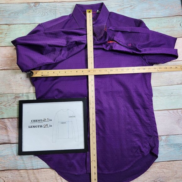 Robert Graham Mens Purple Textured Long Sleeve Button-Up Shirt - Picture 7 of 9